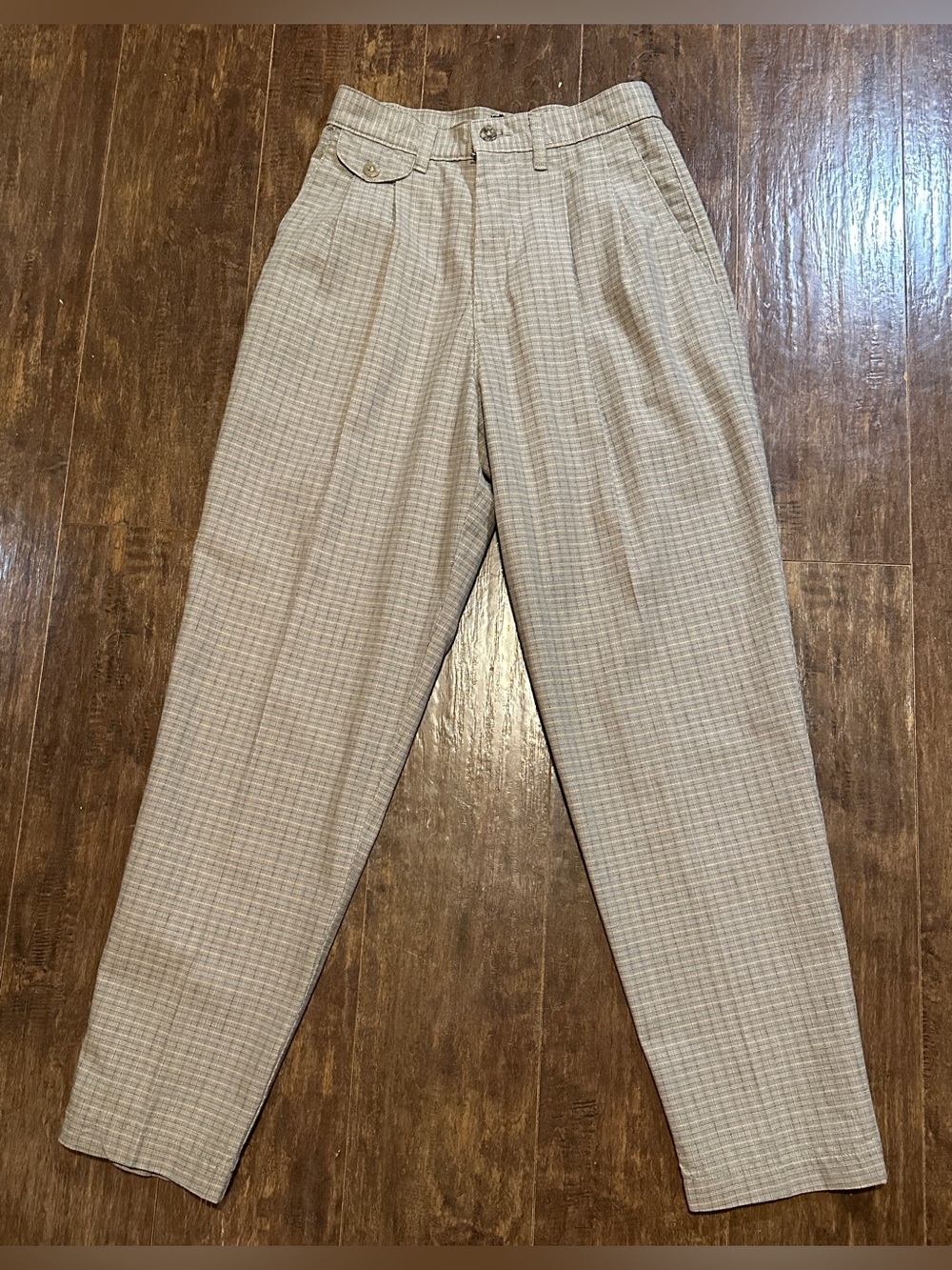 Lee Khaki Plaid Pleated Trousers Pants Women’s 4P